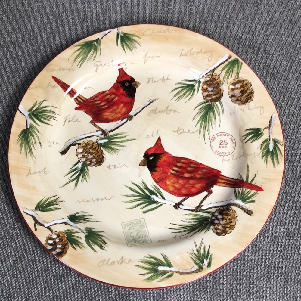 Maxcera warm wished red cardinal serving platter